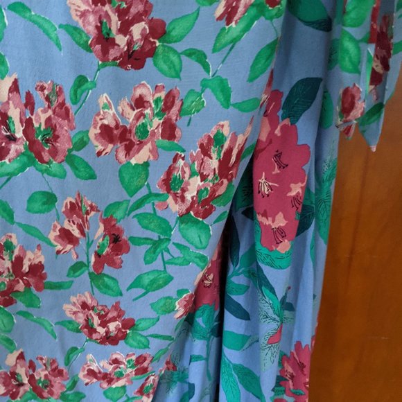 Zara Blue and Pink Floral Print Midi Dress - Picture 10 of 11